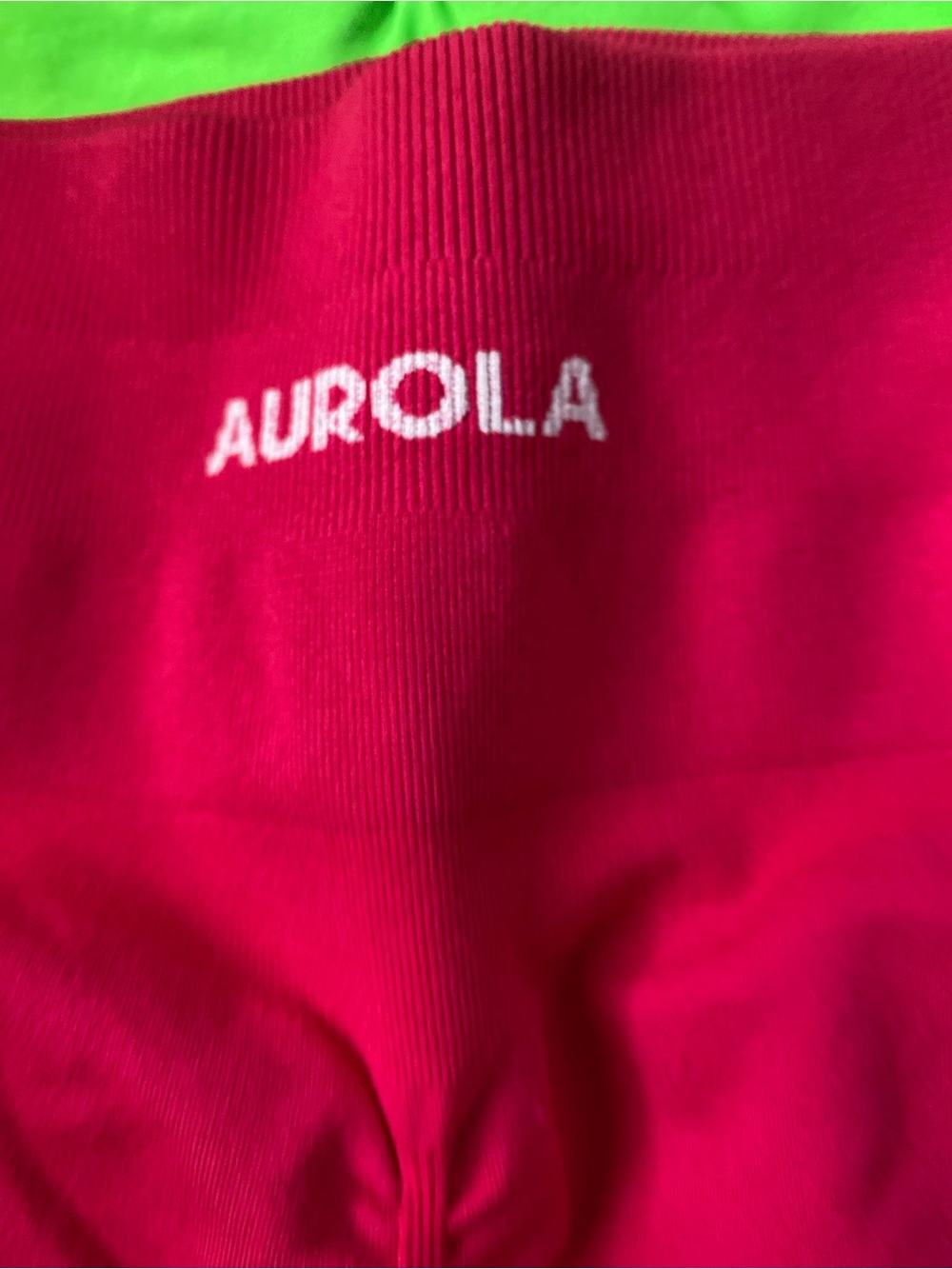 AUROLA Women's High-Waist Athletic Shorts - Neon Green & Hot Pink - Picture 2 of 8